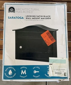 Architectural Mailboxes Saratoga Black Medium Steel Locking Wall Mount Mailbox - Picture 1 of 2