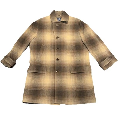 Abrigo largo vintage POLO SPORT deportista 100 % lana a cuadros para mujer talla L marrón Foto 1 de 4