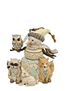 JIM SHORE Christmas Ornament White Woodland Snow Friends Fox Owl Snowman - Picture 1 of 5