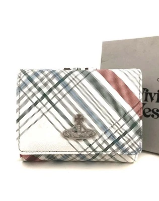 NUEVA Cartera Vivienne Westwood Orb Check PVC Triple Multicolor/3BF0377 Foto 1 de 4