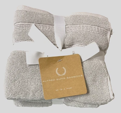 Новый с Ярлыками ALFRED SUNG бамбука набор из 4 полотенца мягкий LT серый 13 в X 13 в - Изображение 1 из 4