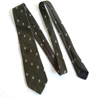 Wembley Vintage Tie Olive Green Lion Crest Polyester Necktie 3" x 57" - Image 1 of 4