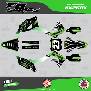 Graphics Decal Kit for Kawasaki KX250X 2021 2022 2023 2024 FH - Green - Imagen 1 de 6