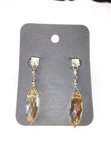 Macy's Gold and Yellow Crystal Drop Dangle Earrings - New - Picture 1 of 1