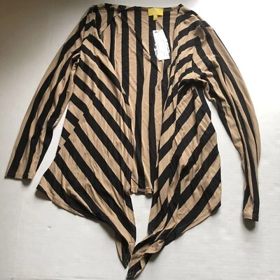 Liz Lange marrom listra preta abertura frontal encolher novo tamanho M A2847 - Imagem 1 de 4