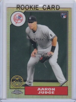 AARON JUDGE ROOKIE CARD Topps Chrome REFRACTOR $$ RC 2017 NY Yankees 1987 DESIGN - Image 1 of 2