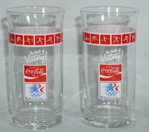 Coca Cola LA Olympic Glases (2) Vintage 1980 Los Angeles Olympics 12 Oz Glasses  - Picture 1 of 12