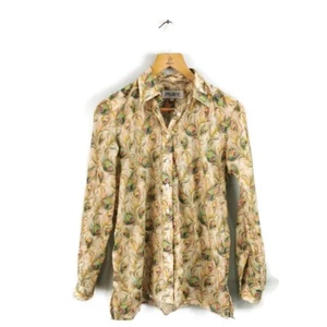 JAMES MEADE Peacock Print Long Sleeved Cotton Shirt Size UK 12 Casual Party - Picture 1 of 12