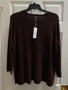 NWT Eileen Fisher XL Brownstone Waffle Knit. Wool Sweater  $278 - Picture 1 of 2