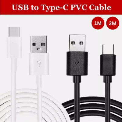 Data Transfer Cable USB Type A to Type C Fast Charging PVC cable lead 2m 6ft - Image 1 of 4