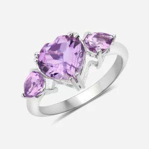 2.74 Ct Amethyst Promise Ring Solitaire 925 Solid Sterling Silver - Picture 1 of 4