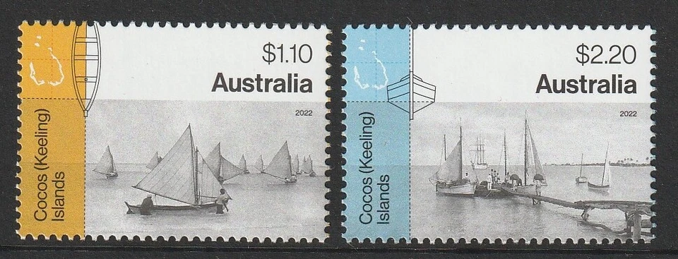 Isla Cocos (Keeling) 2022: Jukongs históricos - Estampillas - Juego de diseño. MNH Foto 1 de 1