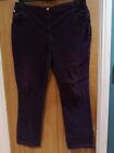 Country Rose Cord Trousers UK 20 Purple Straight Leg Classic Fit Corduroy