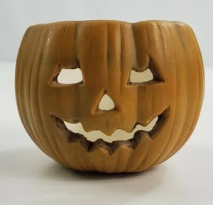 Candelabro de calabaza de cerámica vintage Jack O linterna luz de té decoración - Imagen 1 de 9