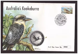 Australien - 1996 .999 Feinsilber 1oz 1 $ Münze Kookaburra PNC Ersttagsbrief. - Bild 1 von 2