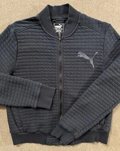 PUMA Sz L Girl’s Black Quilted Casual Full Zip Long Sleeve Track Jacket - Picture 1 of 5