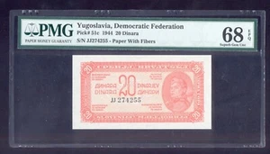 Yugoslavia 20 Dinara 1944 P51c (1) PMG68 UNC - Imagen 1 de 2