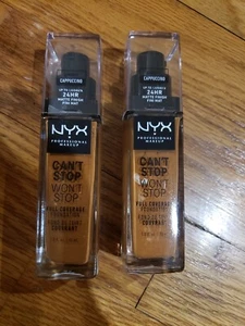 QTY 2 PK--NYX CAN'T STOP WON'T STOP FULL COBERAGE FOUNDATION CAPPUCCINO --- 1 OZ - Picture 1 of 5