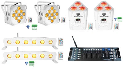 (2) Rockville BEST PAR+STRIP+WEDGE White Wireless DMX Battery Lights+Controller - Image 1 of 4