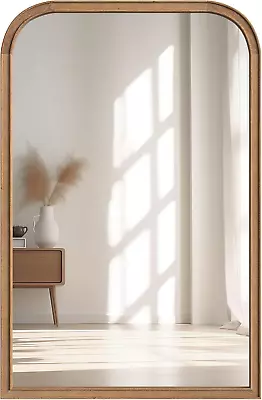 24"X36" Solid Wood Bathroom Mirror Tempered Glass for Wall Mounted, Rustic Wood - Image 1 of 4