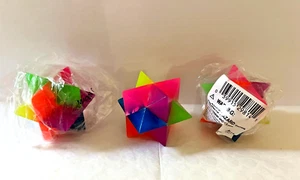 Russ Berrie Multi-Color Rubber Crazy Bouncy Star Ball Lights Up 2" D ~ Lot of 3 - Picture 1 of 8