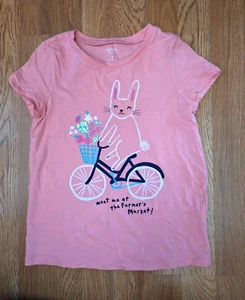 Carter's Rabbit Bike Farmer's Market Pink Short Sleeve 100% Cotton Shirt Top 8 - Picture 1 of 6