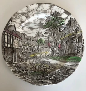 Enoch wedgwood tunstall hand engraved Decorated old English village 11” scenery - Picture 1 of 5