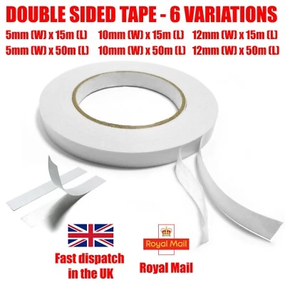 EVG Double Sided Tape Strong Clear Sticky Adhesive DIY Craft Gift Wrap 5mm 10mm 12mm