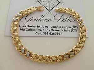 BRACCIALE ORO 18 Karati 750% Uomo Donna Unisex ORO GIALLO e BIANCO Bicolore - Imagen 1 de 8