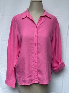 M&S Collection Bright Pink Pure Linen L/S Shirt Labelled UK 10 - Picture 1 of 9