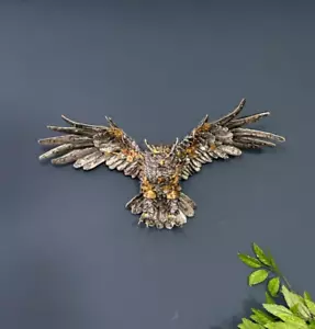 Detailed Steampunk Style Wall Owl Bird Silver Ornament Art Sculpture | Resin - Picture 1 of 7