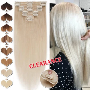 Extensiones de Cabello Humano con Clip AAAA+ ACLARAMIENTO 100% Cabello Remy Real 8 PIEZAS - Imagen 1 de 85
