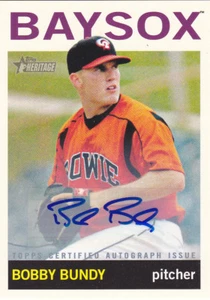 Tarjeta autógrafa certificada de ligas menores Topps Heritage 2013 de Bobby Bundy Baysox - Imagen 1 de 1