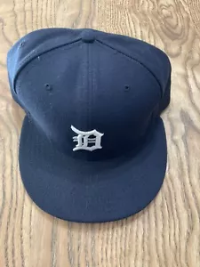 New Era Detroit Tigers 59FIFTY Fitted Navy Hat Cap Black Under Visor Size 7 1/2 - Picture 1 of 3