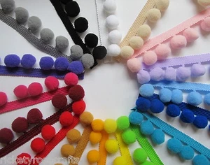 JUMBO POM POM TRIM PER METRE OR 10 M REEL 20mm Bobbles  High Quality Fringe - Picture 1 of 23