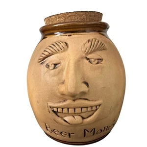 Vintage-Ceramic "Beer Money" Jar with Cork Lid  14cm Tall AboutFace Designs VGC - Foto 1 di 5