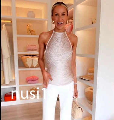 ZARA NEW WOMAN FRINGED HALTER TOP PALE PINK XS-XXL 4772/101/622 - Image 1 of 4