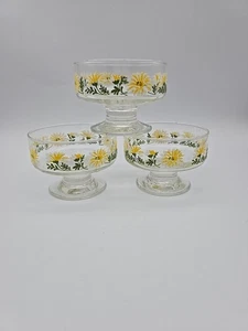 Libbey Daisy Dessert Dishes Sherbert Footed Bowl 1970’s Set of 3 - Picture 1 of 10