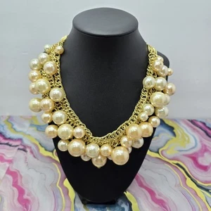 Collar babero vintage de perlas sintéticas colgantes SCAASI - Imagen 1 de 5