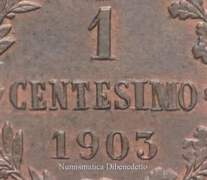 V. Emanuele III - 1 Cent 1903 FDC / UNC Variante " M " Ribattuto Periziato Rara - Imagen 1 de 5