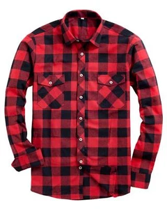 Men's Button Down Regular Fit Long Sleeve Plaid Flannel Casual Shirts - Picture 1 of 5