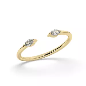 Marquise Cut Lab grown Diamond Ring in 9K Yellow Gold 0.30 Ct - Picture 1 of 19