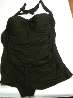 Traje de baño Jaclyn Smith Boyleg de 1 pieza, negro, tallas PLUS, nuevo con etiquetas  Foto 1 de 2