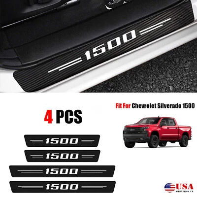 4X Protector de peldaños de cubierta de alféizar de placa de puerta para Chevy Silverado 1500 J5 Foto 1 de 4