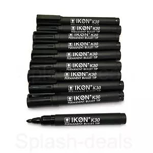 Permanent Marker Pens Black - Bullet Tip - High Quality Fine Waterproof Markers - Picture 1 of 3