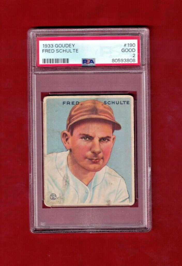 1933 Goudey Fred Schulte ( WASHINGTON SENATORS ) PSA 2 Card #190!