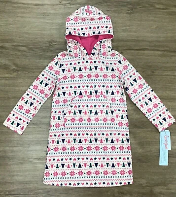 Girls' Long Sleeve Cozy Hooded Fleece Nordic Novelty Nightgown Cream Pink XS - Image 1 of 4