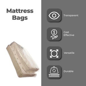 82X18X100" Mattress Bags, Pillow Top X-King 4 Mil 25/Roll Clear Non Slip Bags - Picture 1 of 5