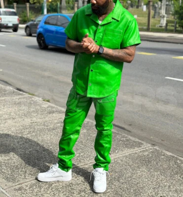 Men's 100% Real Leather Pant and shirt,2 piece Premium Outfit ,Party Wear - Image 1 of 4