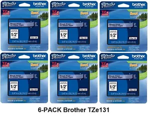 Paquete de 6 cintas de etiqueta Brother TZe131 TZ-131 P-Touch negro/clr TZe-131 - Imagen 1 de 1